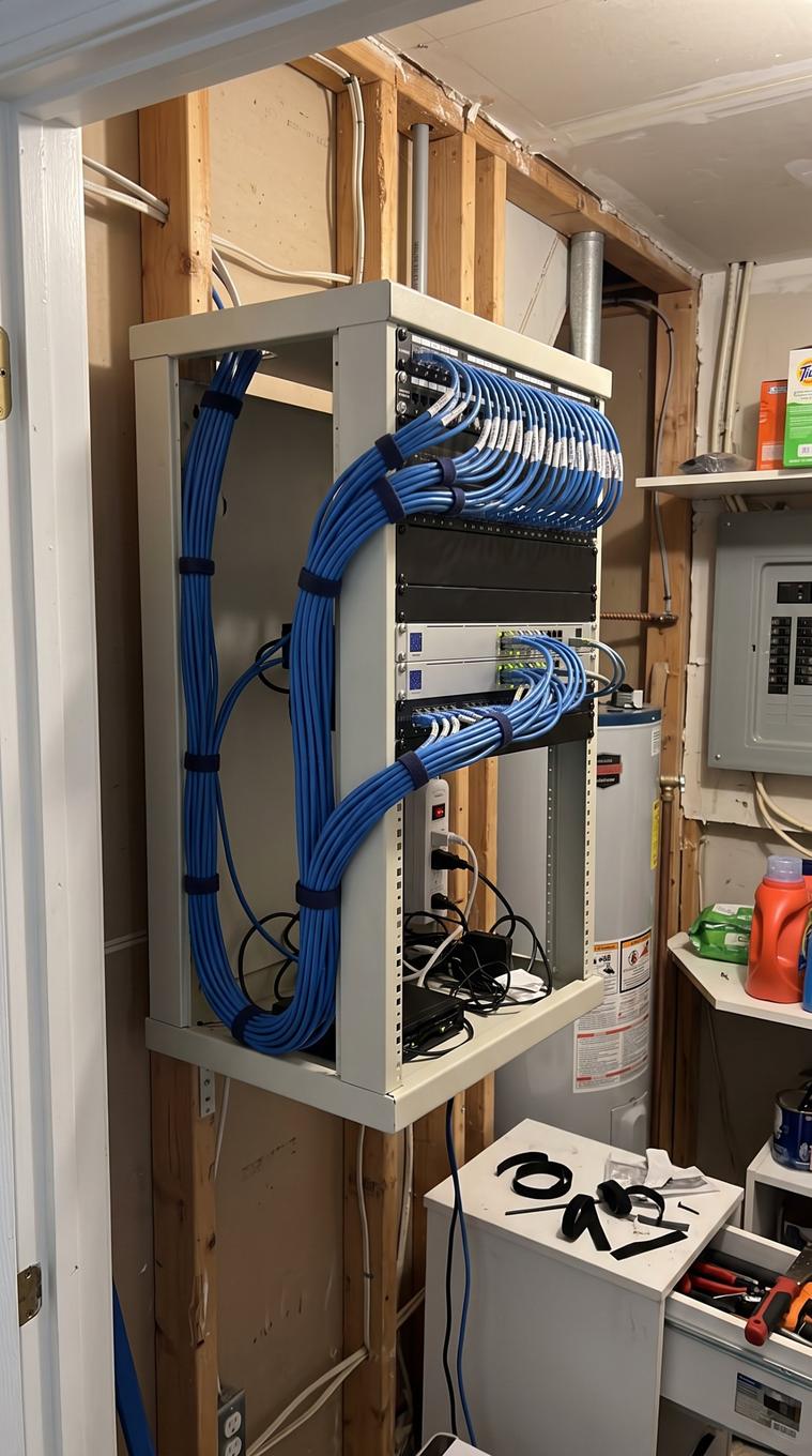 Network rack and cable cleanup